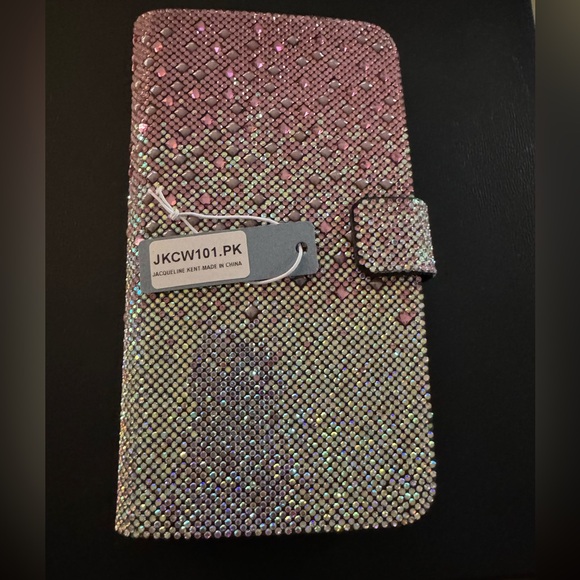 Sparkling Pink Rhinestone Phone Wallet Case - - Picture 1 of 5